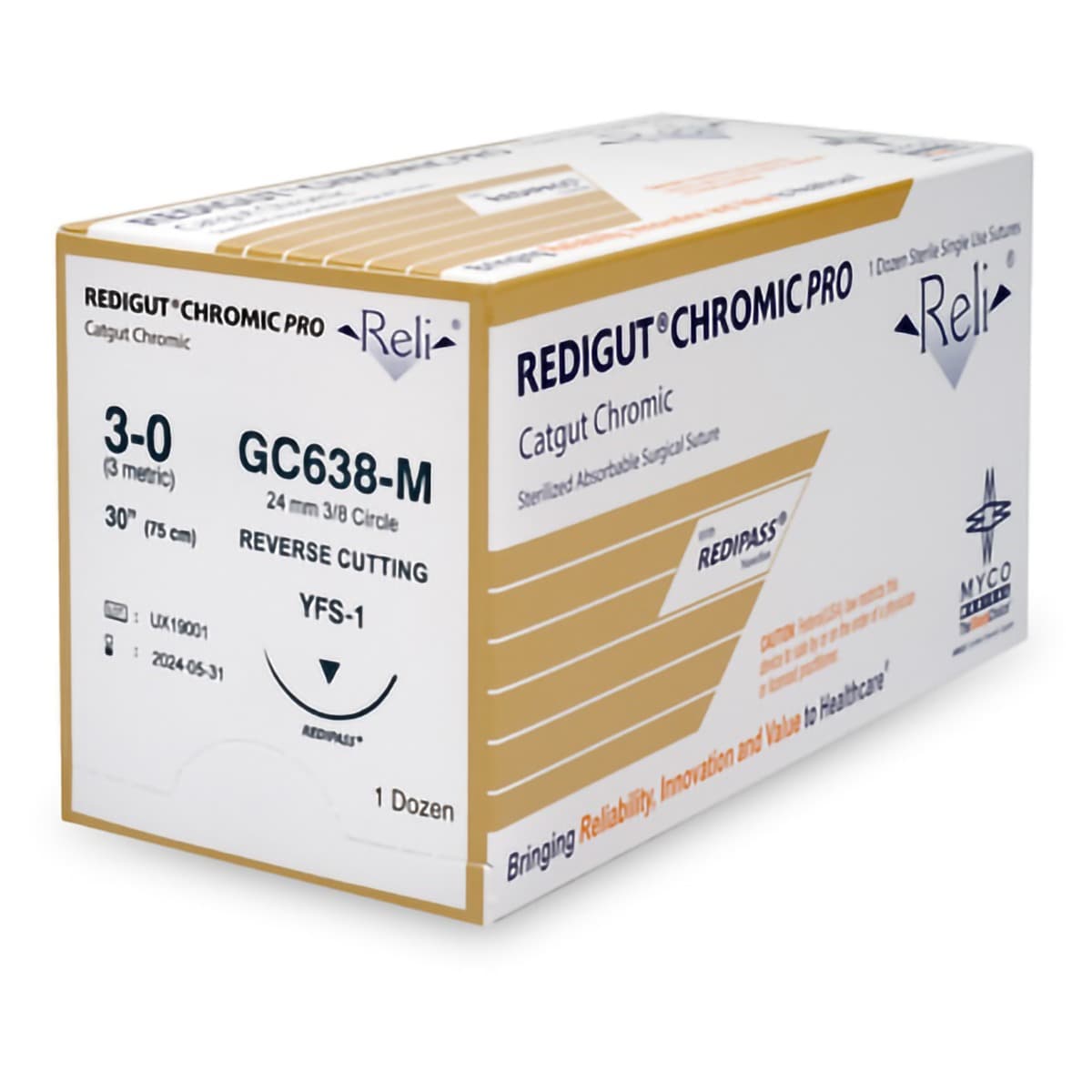 3-0 Chromic Gut C-7 30" 12/Box