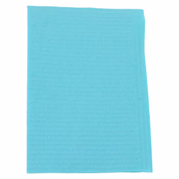 Essentials Bib 2-Ply, Aqua, 13" x 18", 500/Box