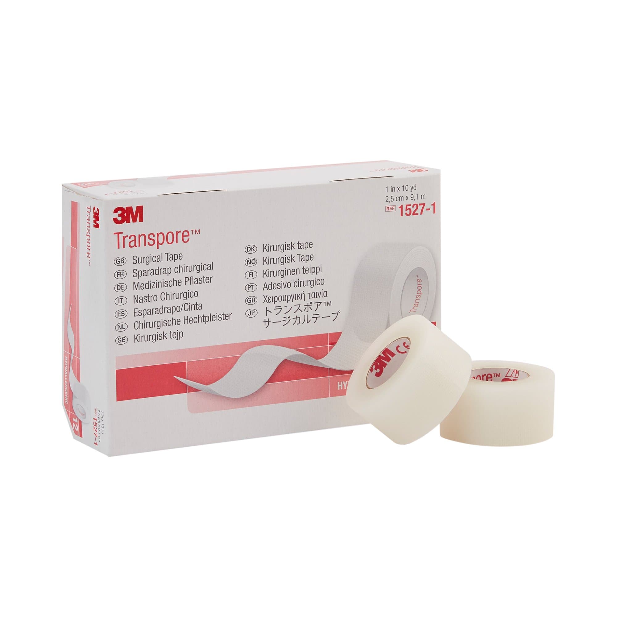 3M™ Transpore™ Transparent 1 inch x 10 Yard Plastic Non Sterile 12/Box