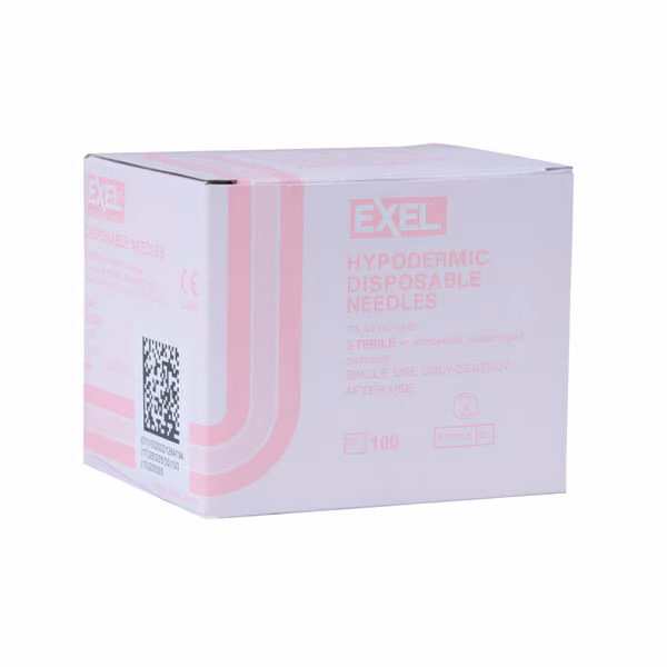Exel Hypodermic Disposable Needles 18 Gauge x 1.5 Inch, Pink, 100/Box