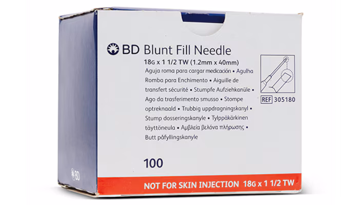 BD® Blunt Fill Needle 18 G x 1-1/2" 100/Box
