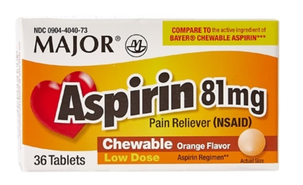 Aspirin 81 mg Chewable Tablets 36/Bottle