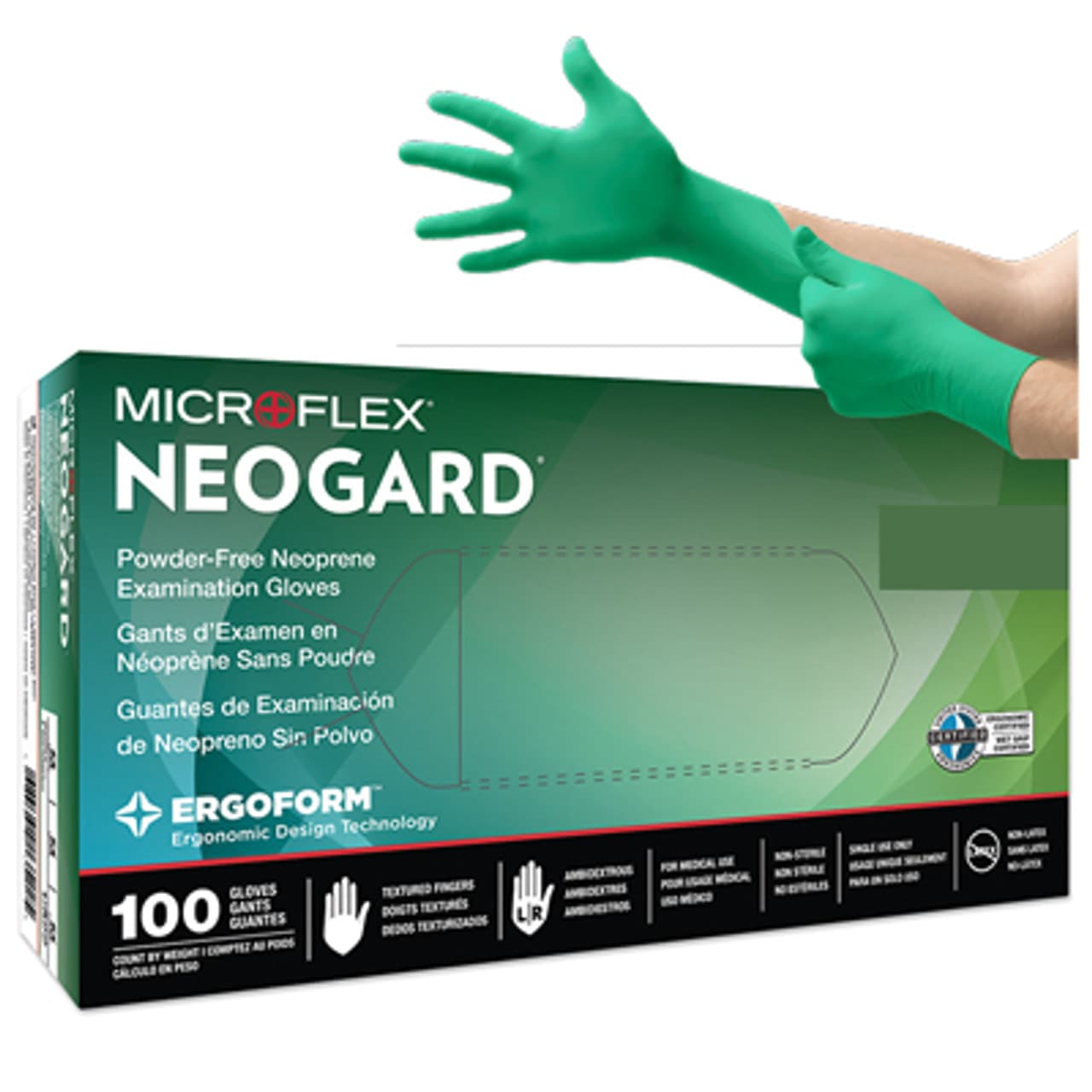 Neogard Chloroprene Exam Gloves Large Non-Sterile 100/Box