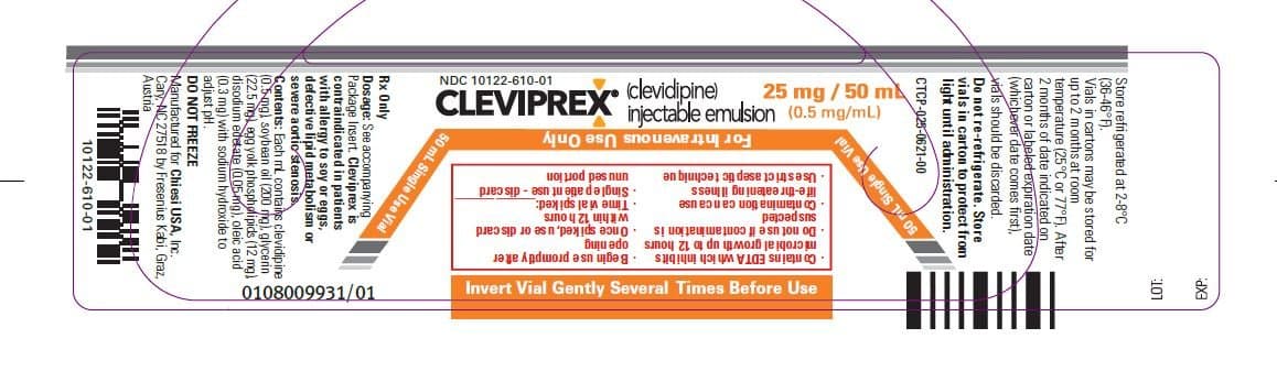 Cleviprex® 0.5 mg/mL 50 mL Single/Use Vial 10/Box