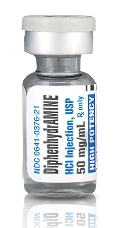 Diphenhydramine 50 mg/mL 1 mL Single-Dose Vial