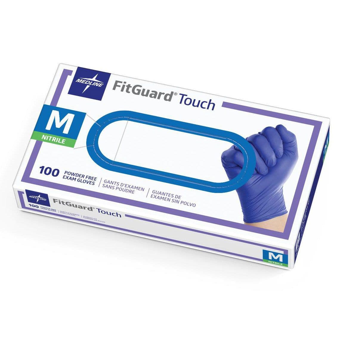 Medline Powder-Free Nitrile Exam Gloves Medium 100/Box