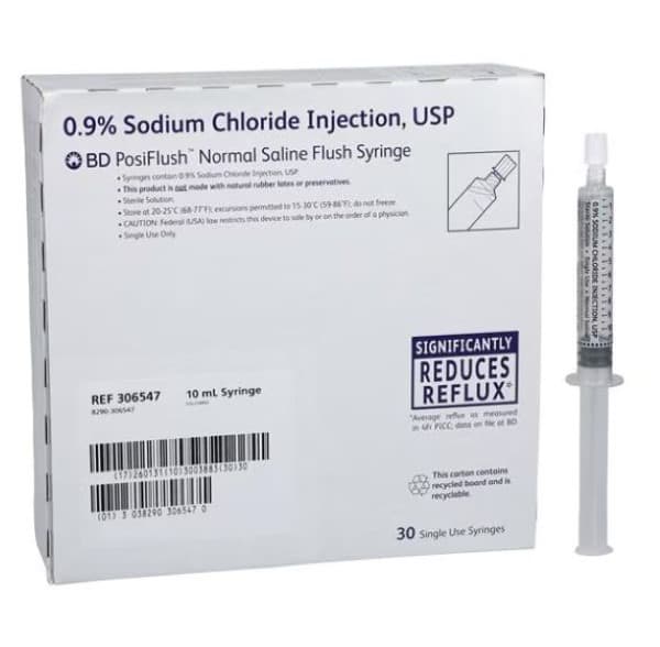 Sodium Chloride 0.9% Flush Syringe 10 mL 30/Box