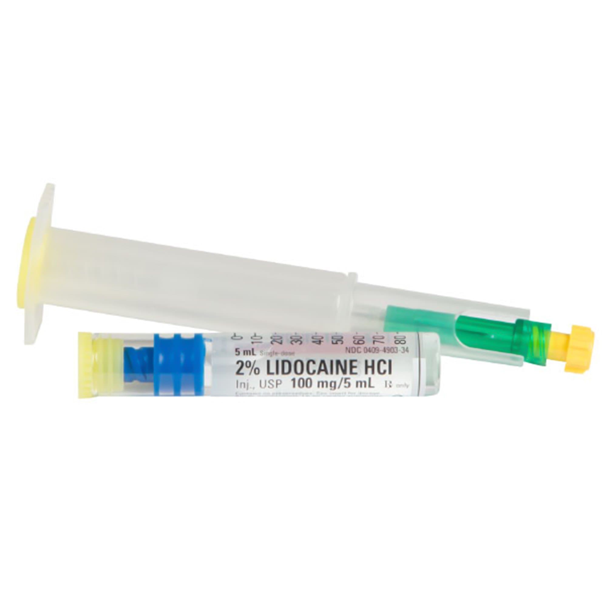 Lidocaine HCl 2%, 100 mg syringe