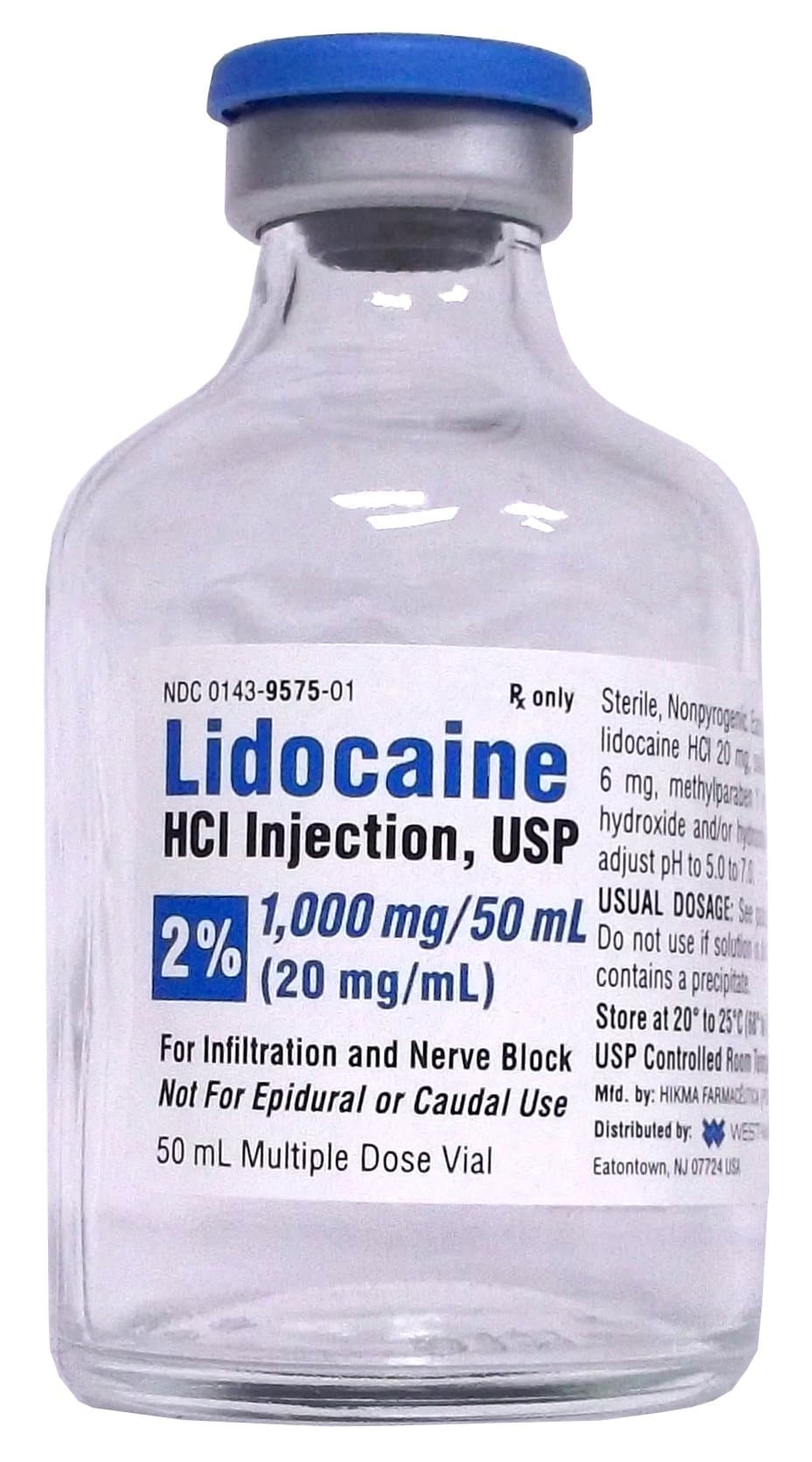 Lidocaine HCl 2%, 50 mL Mutliple/Dose Vial 10/box