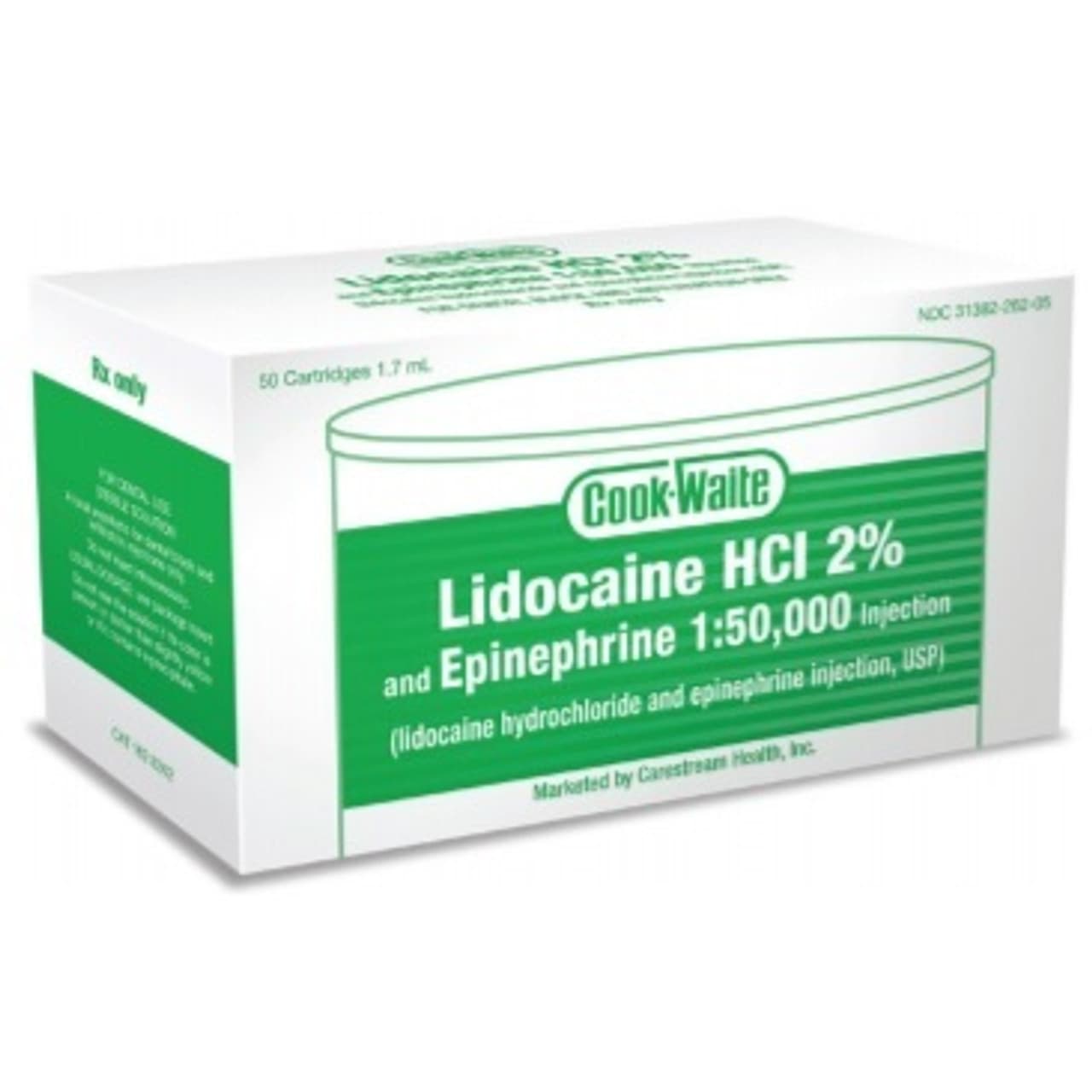 Lidocaine HCl 2% and Epinephrine 1:50,000 Injection Cartridge 50/Box