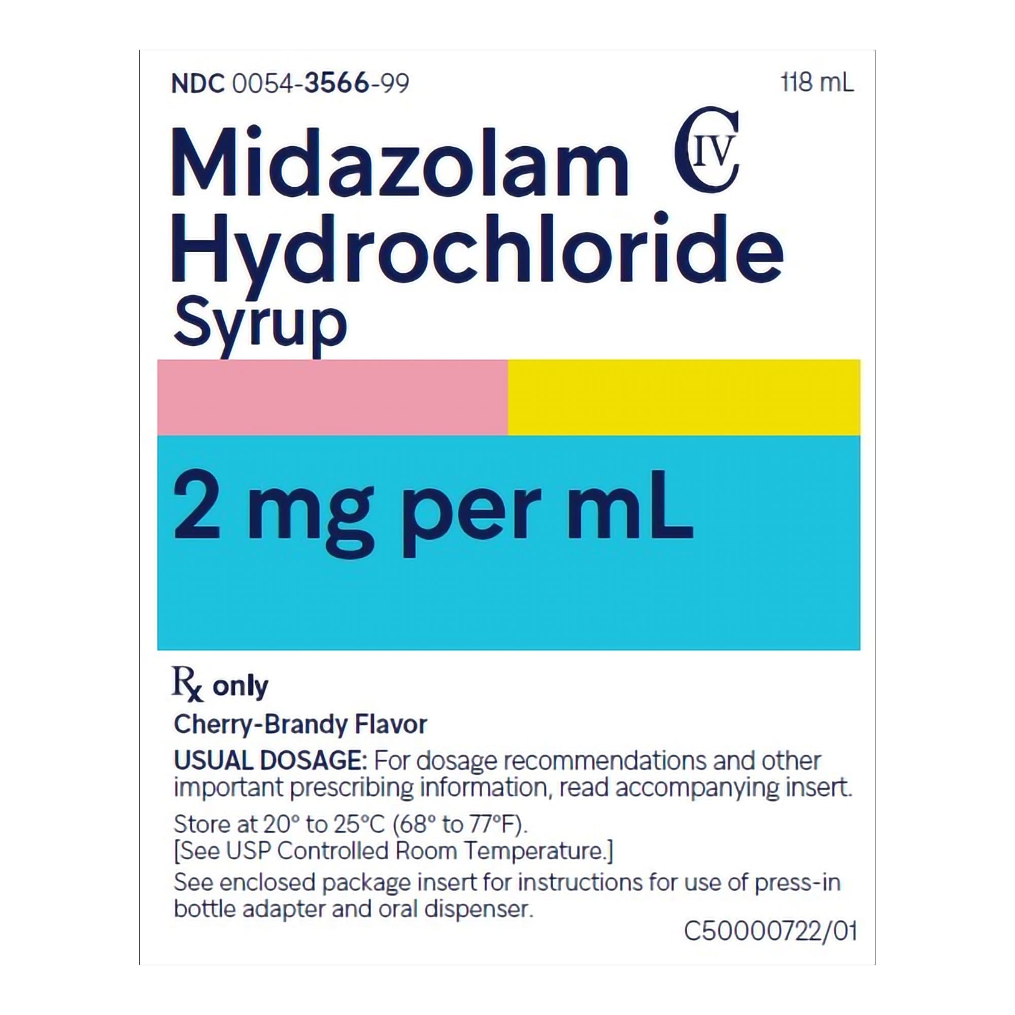 Midazolam HCl 2 mg/mL 118 mL Syrup Class 4 Bottle, CIV
