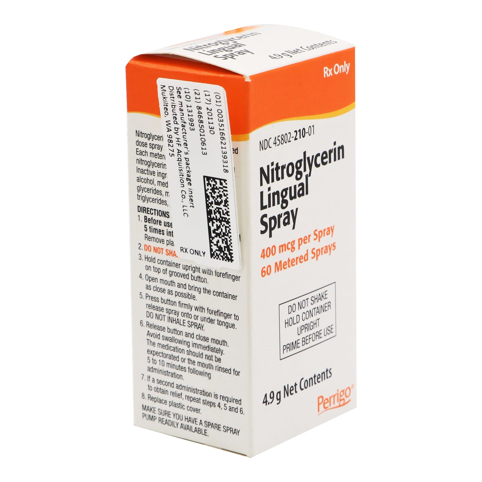 Nitroglycerin 400 mcg / Spray 4.9 Gram 60 Metered Sprays Bottle