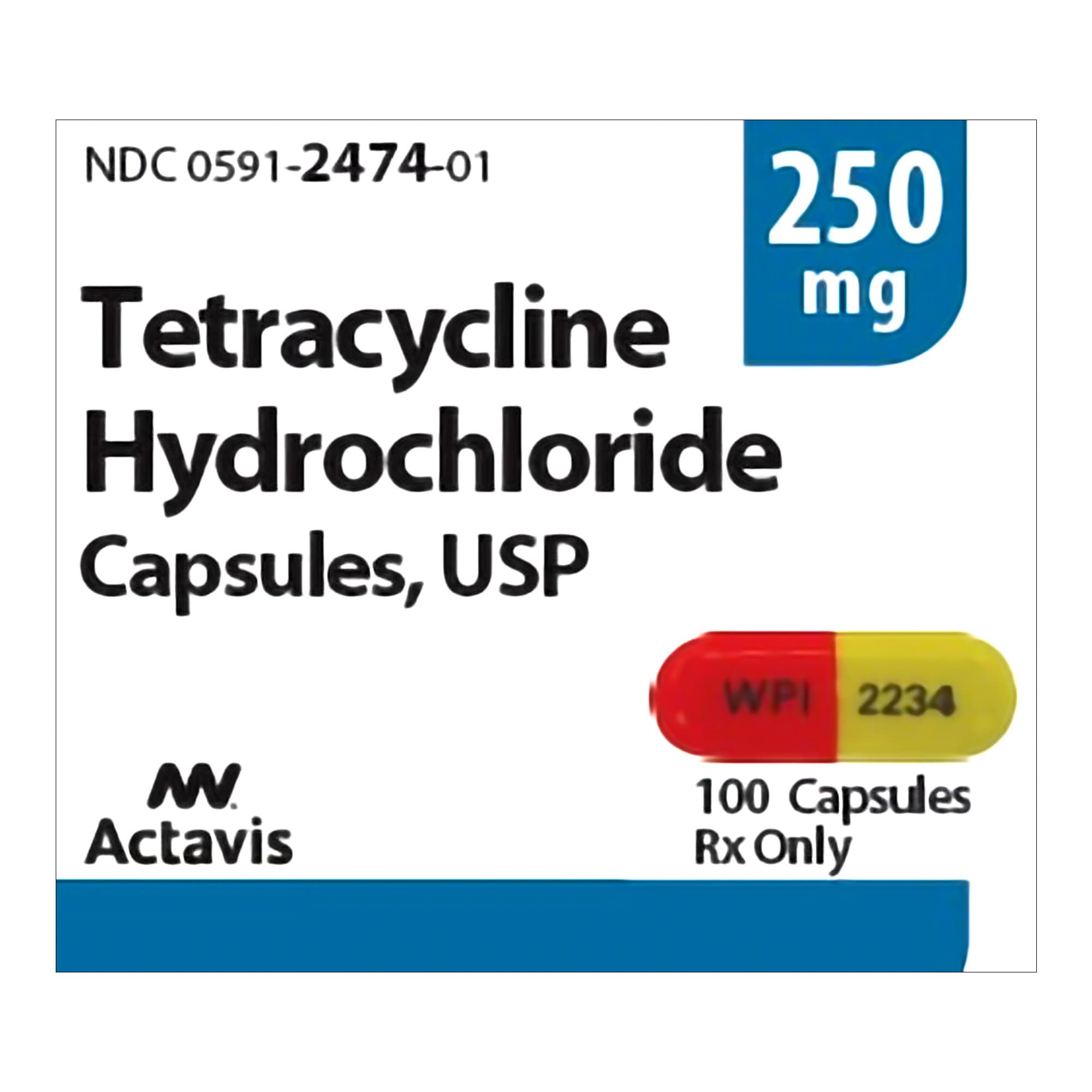 Tetracycline HCl 250 mg Capsule 100/Bottle