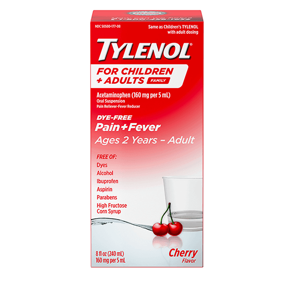 Tylenol 160 mg/5 ml Oral Suspension Cherry Dyefree